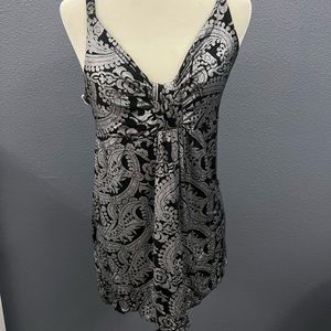 INC Black and Silver Camisole Tank Top Sz Petite Lg